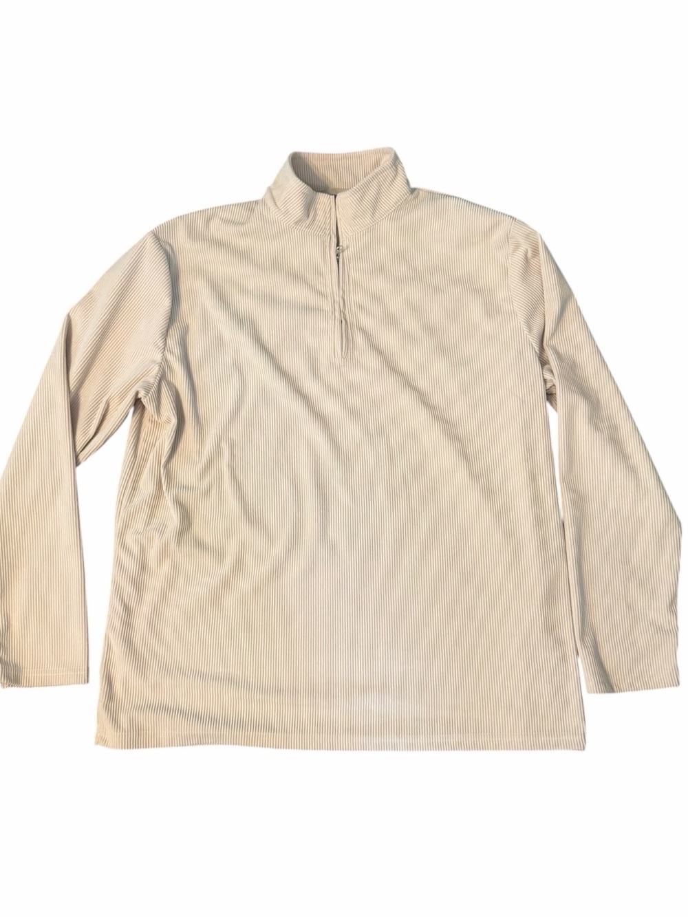 Men's Rafello & Co Beige Ribbed Quarter Zip Sweater Size L